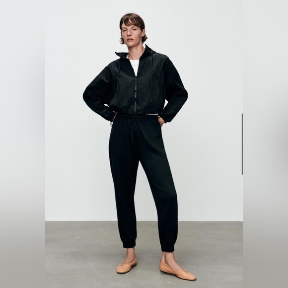 Zara Cropped Packable Black Rain Jacket Size Medium - Picture 5 of 16